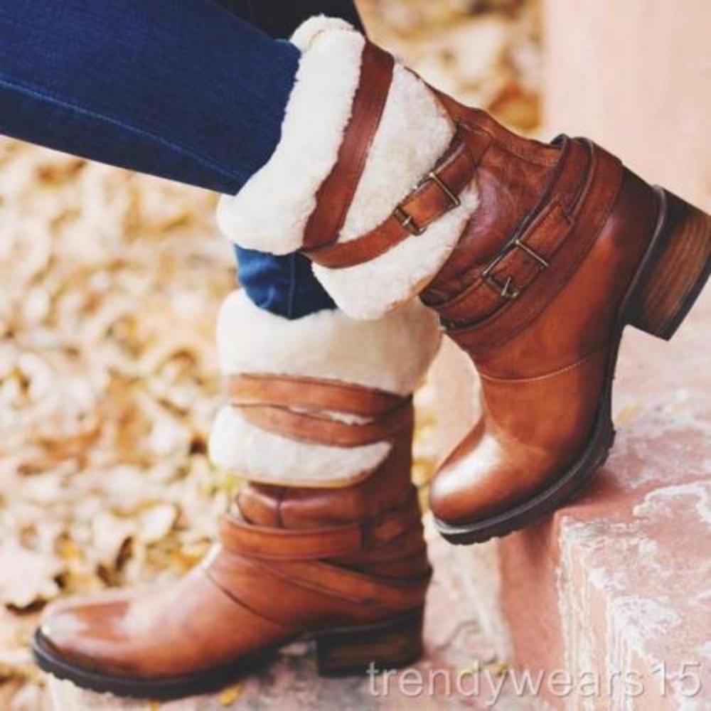 NEW! FREEBIRD DILLON COGNAC SHEARLING FUR BOOTS - Picture 2 of 6